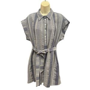 Drew for Anthropologie Renata Belted Shirt Dress in Indigo Blue NWT Size Small